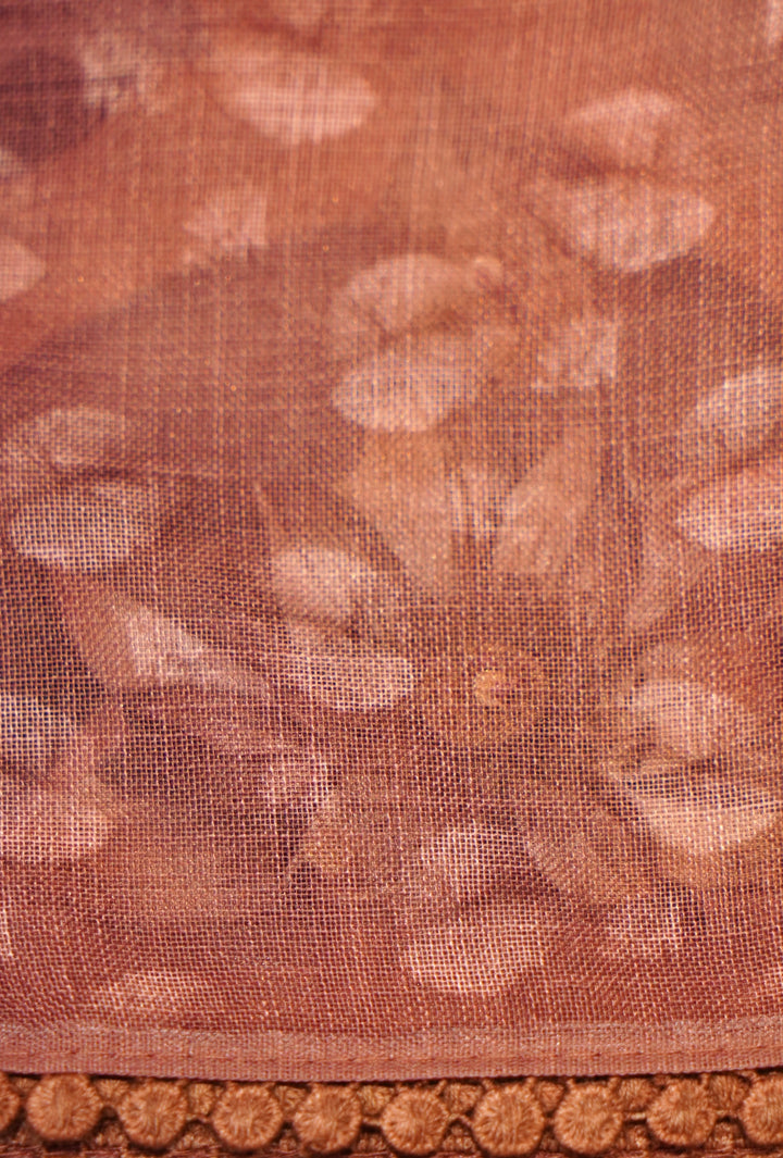 Peach Kota Cotton Zari Woven Pichwai Saree