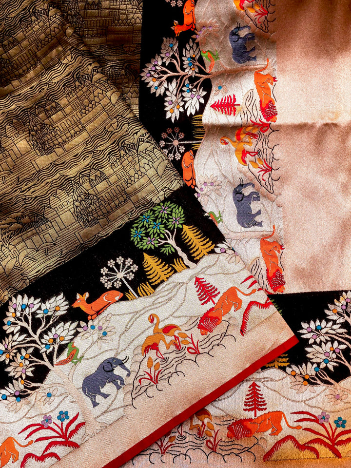 Banarasi Ghat Woven & Shikargaah Weaved Saree