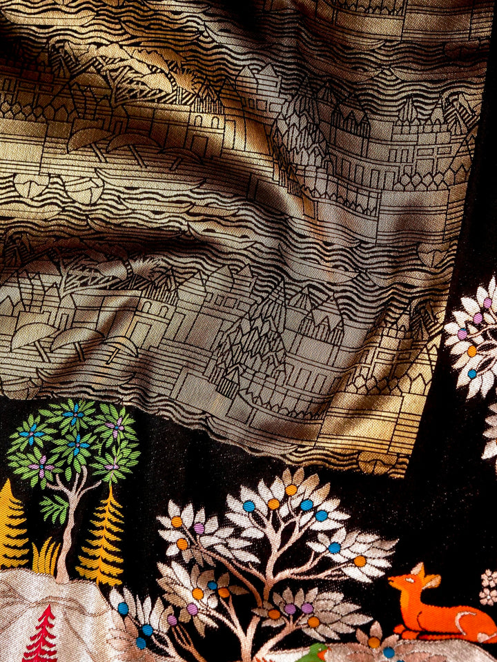 Banarasi Ghat Woven & Shikargaah Weaved Saree