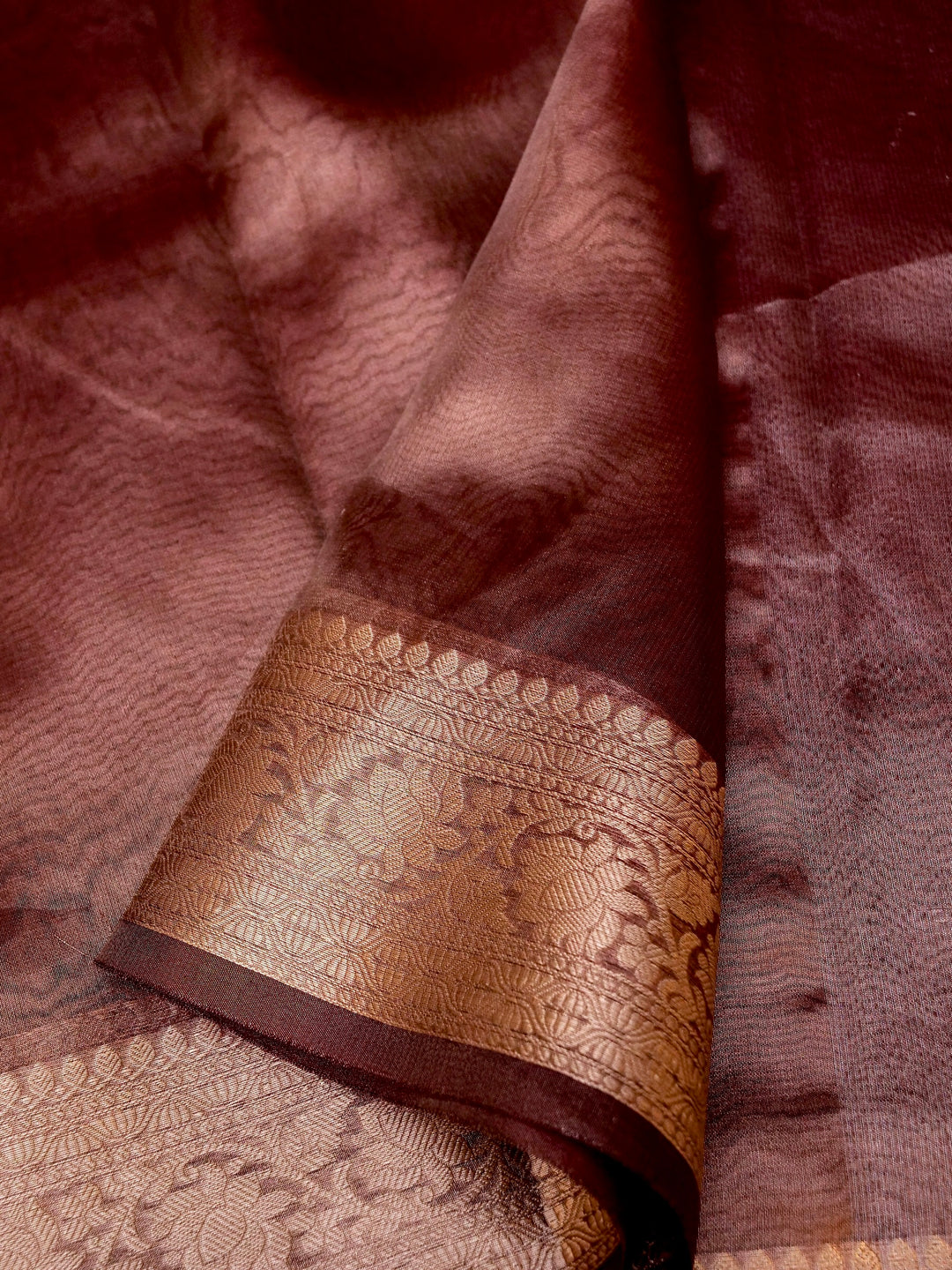 Banarasi Coke Black Tissue Silk Zari Woven Saree