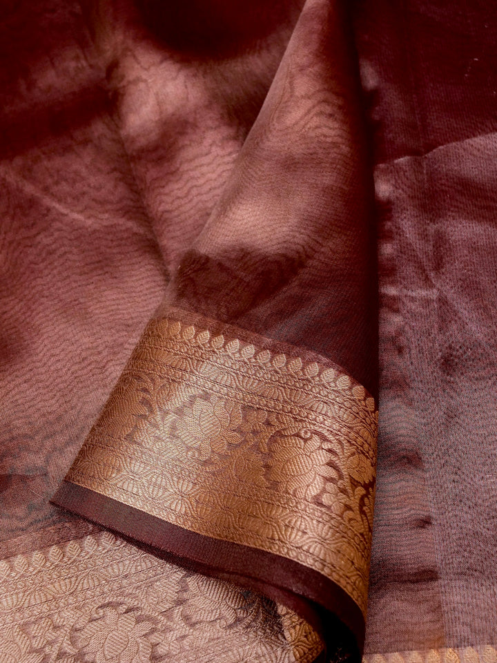 Banarasi Coke Black Tissue Silk Zari Woven Saree