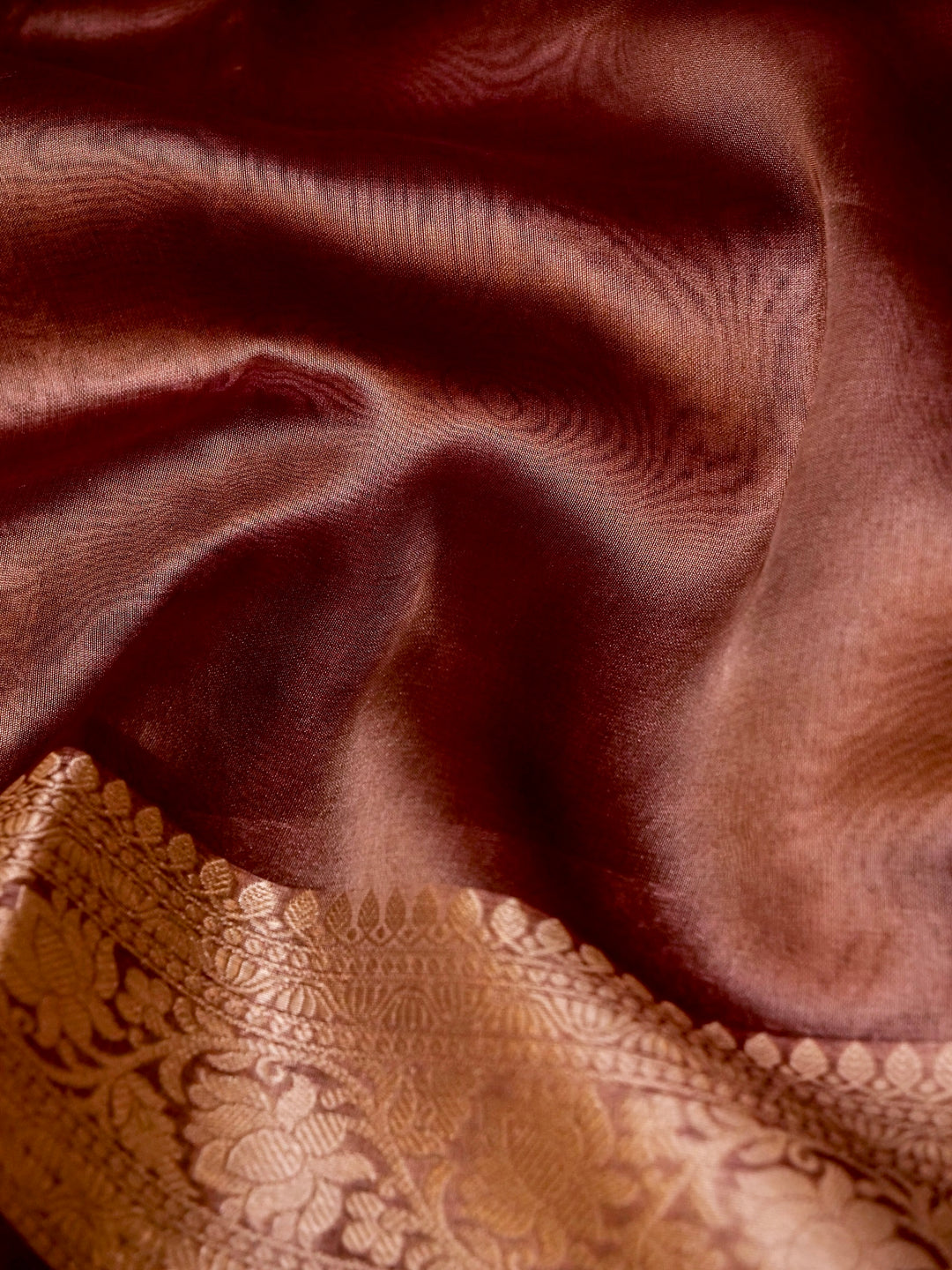 Banarasi Coke Black Tissue Silk Zari Woven Saree