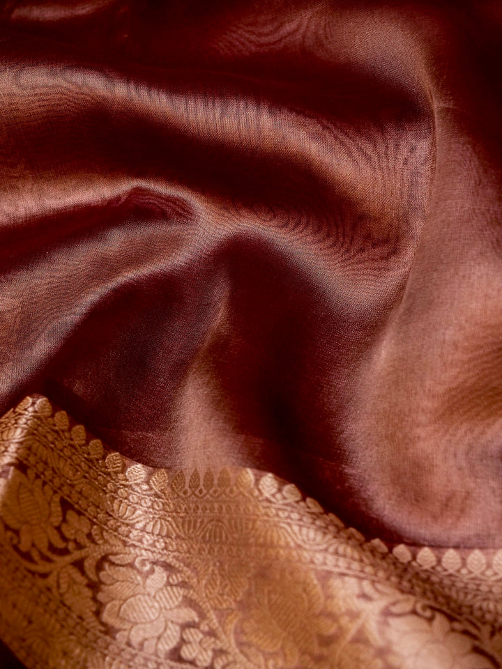 Banarasi Coke Black Tissue Silk Zari Woven Saree