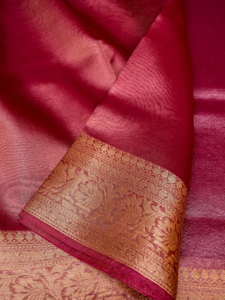 Banarasi Mauve Purple Tissue Silk Zari Woven Saree