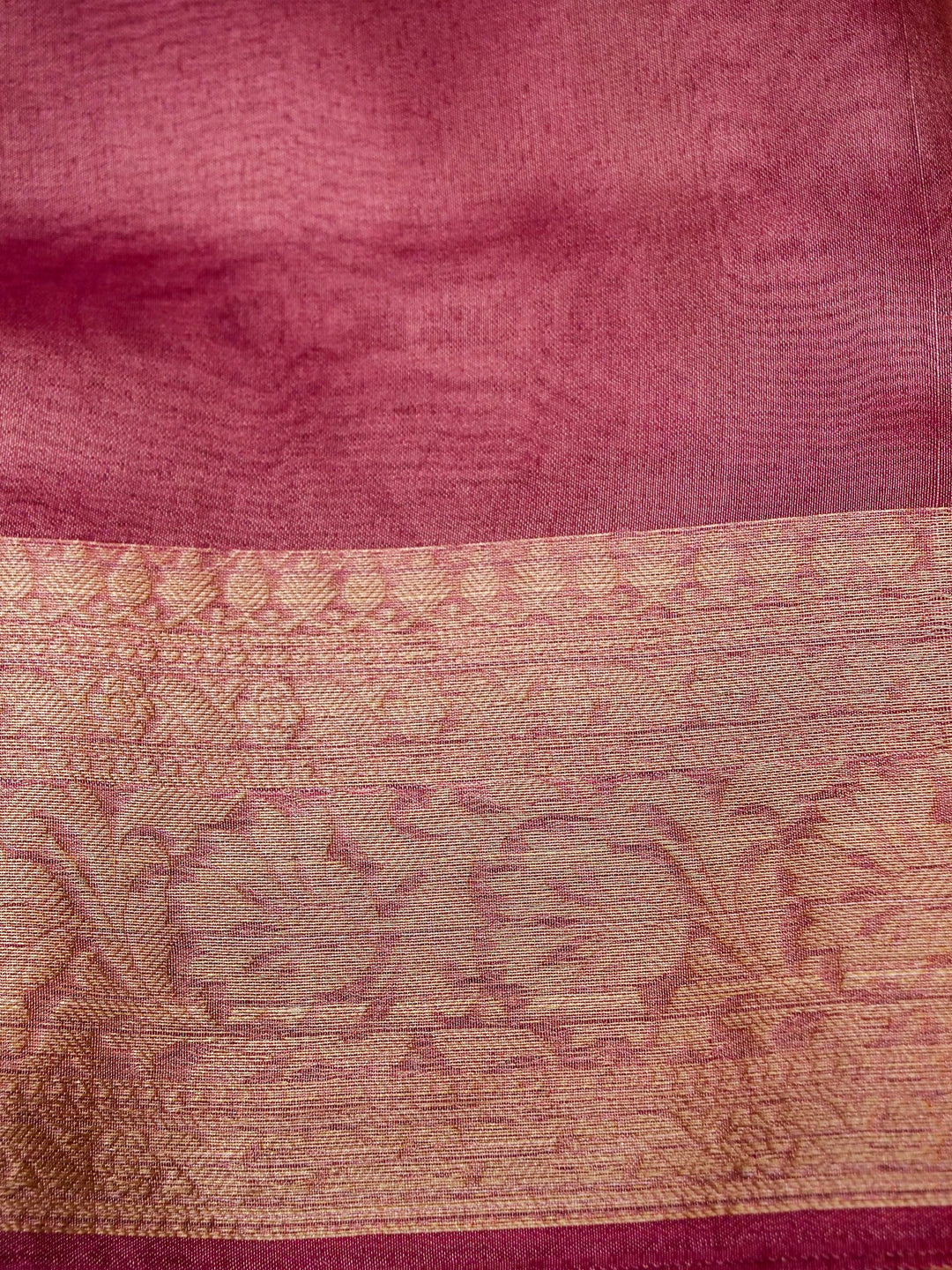 Banarasi Mauve Purple Tissue Silk Zari Woven Saree