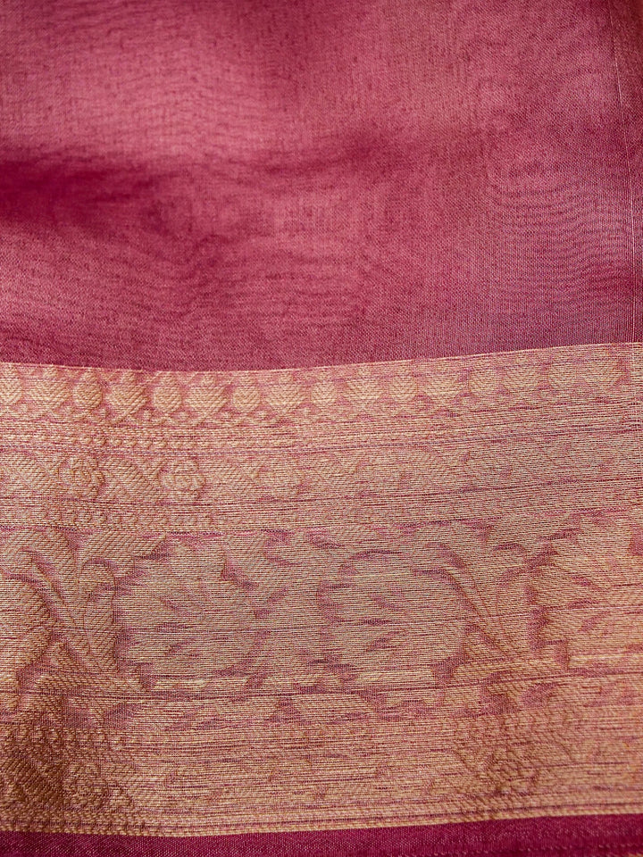 Banarasi Mauve Purple Tissue Silk Zari Woven Saree