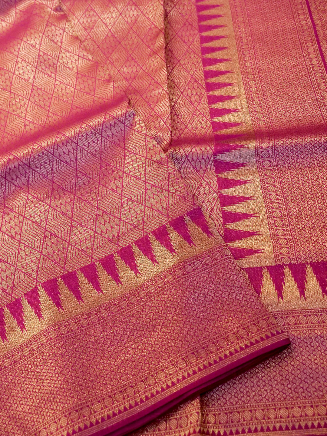 Banarasi Magenta Crepe Silk Saree with Zari Woven Design