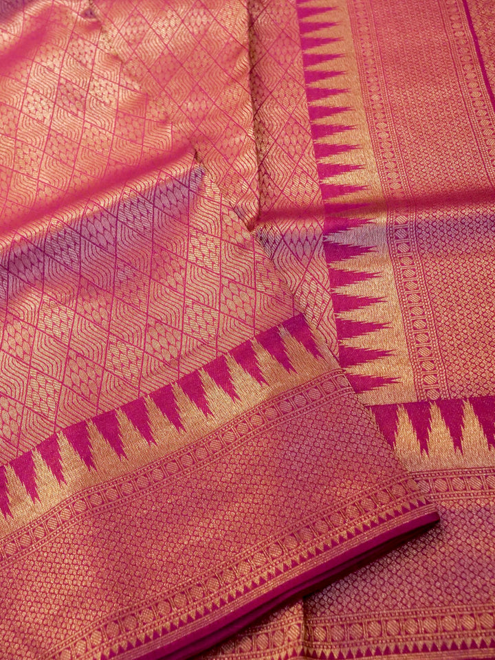 Banarasi Magenta Crepe Silk Saree with Zari Woven Design