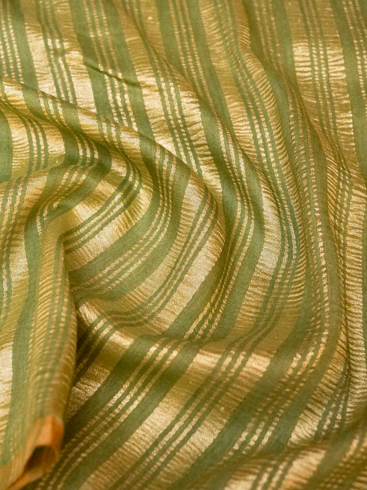 Grass Green Handloom Munga Silk Saree