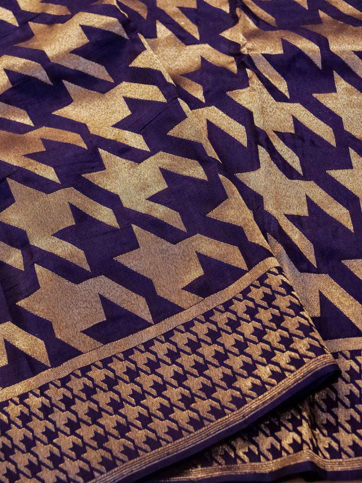 Banarasi Violet Crepe Silk Saree with Zari Woven Gerum Design