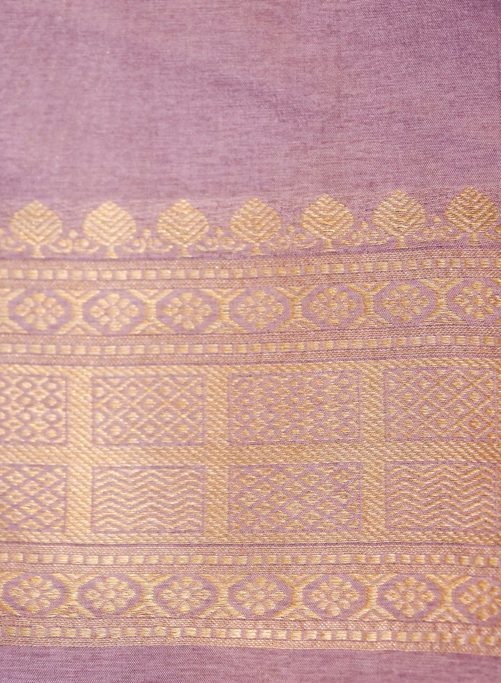 Banarasi Lavender Crepe Silk Saree with Zari Weave Bird Motif