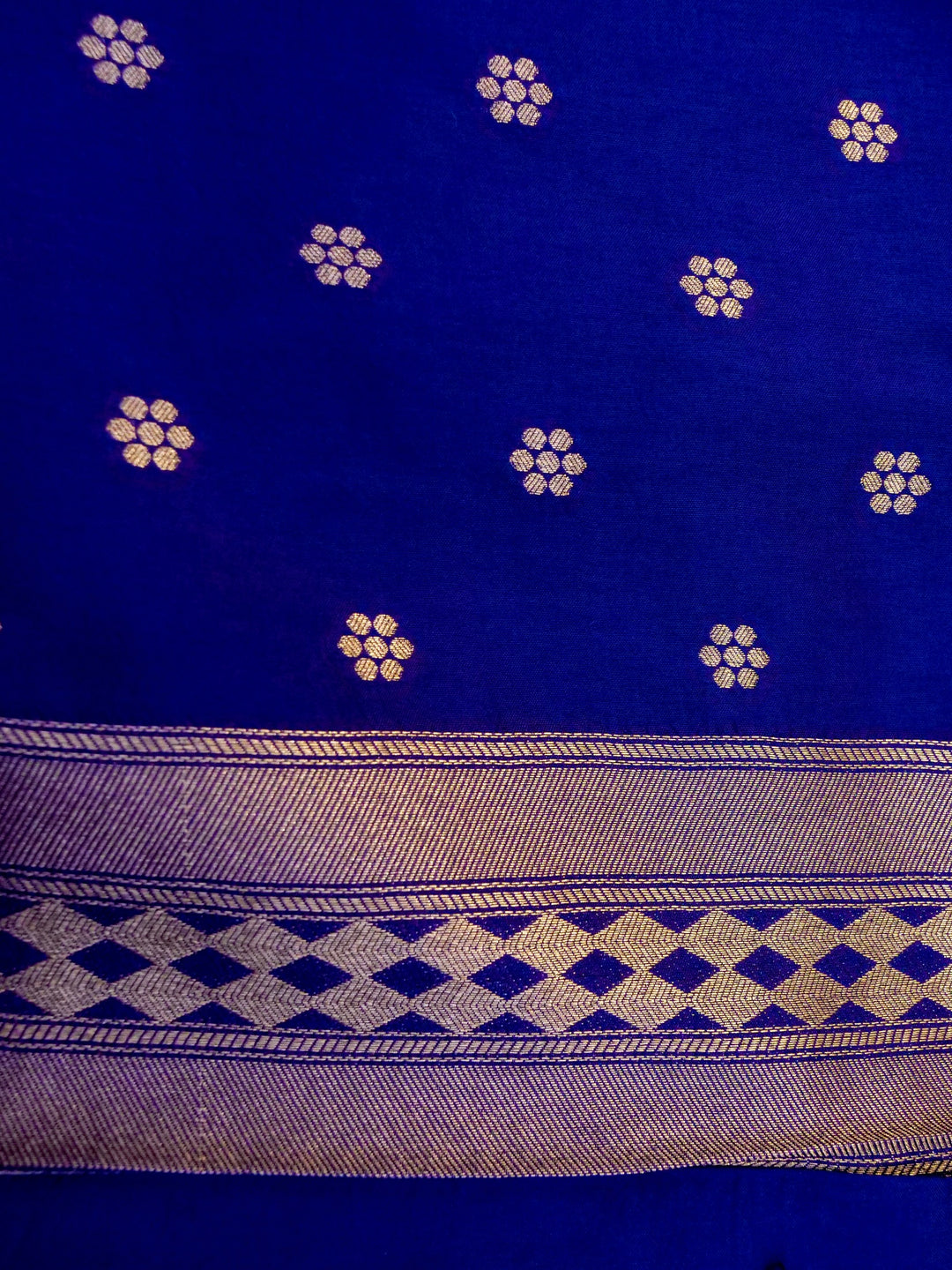 Banarasi Royal Blue Crepe Silk Saree with Zari Woven Design