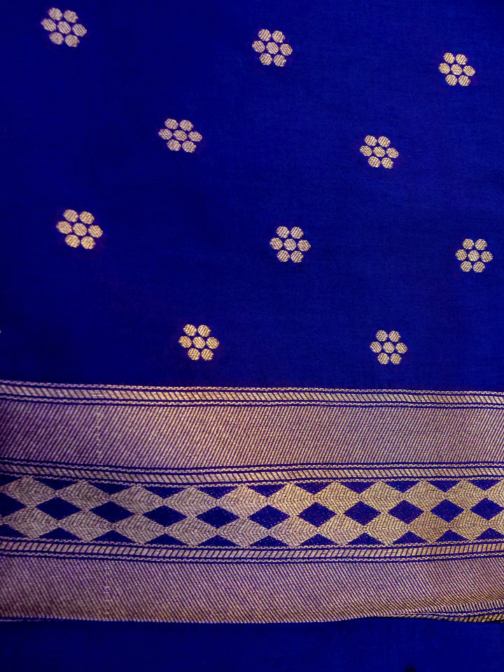 Banarasi Royal Blue Crepe Silk Saree with Zari Woven Design