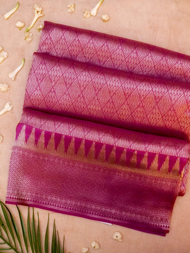Banarasi Magenta Crepe Silk Saree with Zari Woven Design
