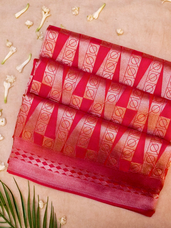 Banarasi Pink Crepe Silk Saree with Zari Woven Design