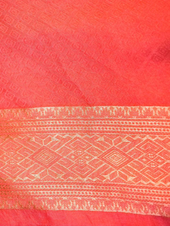 Banarasi Peach Mashru Silk Saree with Zari Weave Bird Motif