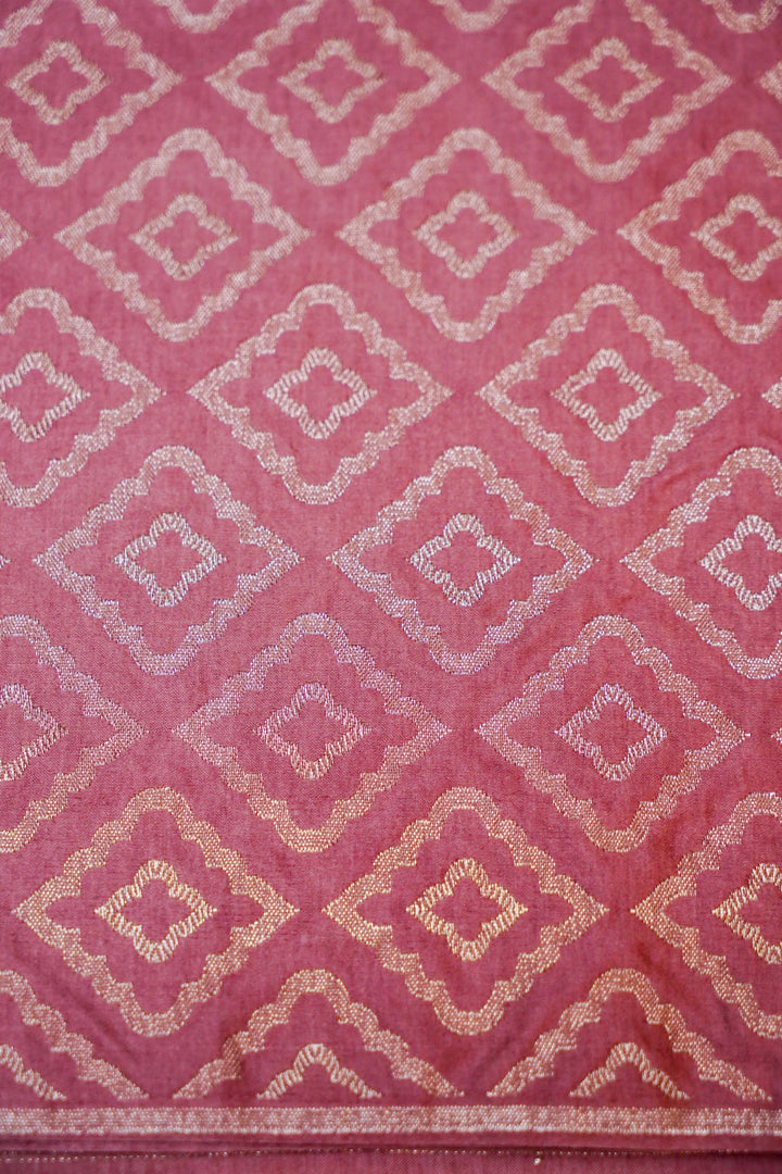 Subtle Glamour in Peach Mashru Silk Saree with Zari Woven Border & Pallu