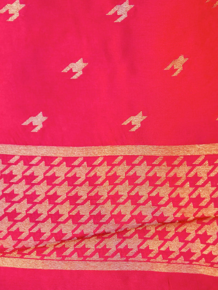 Banarasi Pink Crepe Silk Saree with Zari Woven Gerum Design