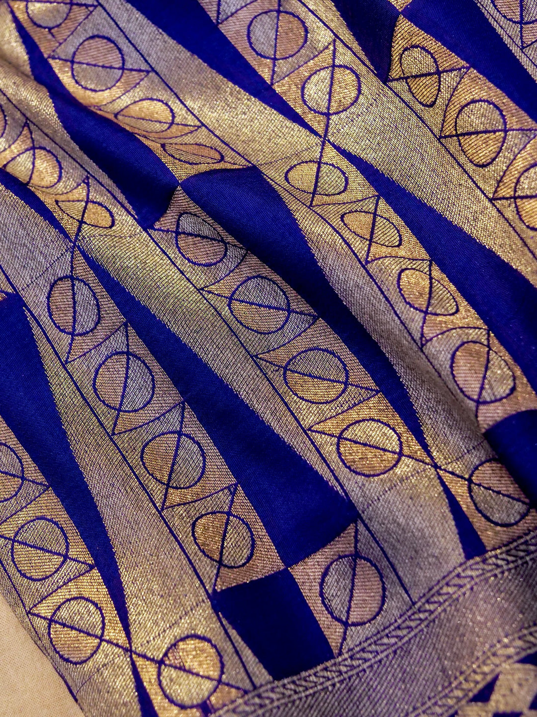 Banarasi Royal Blue Crepe Silk Saree with Zari Woven Design