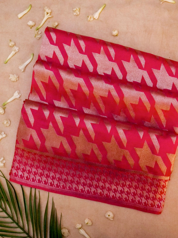 Banarasi Pink Crepe Silk Saree with Zari Woven Gerum Design