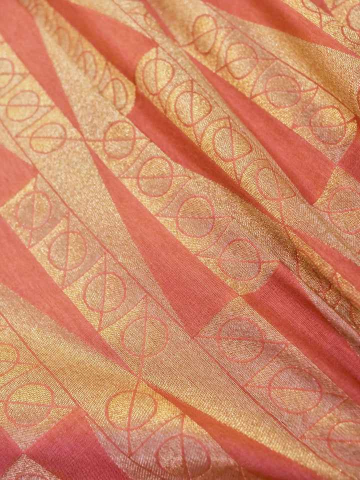 Banarasi Peach Crepe Silk Saree with Zari Woven Design