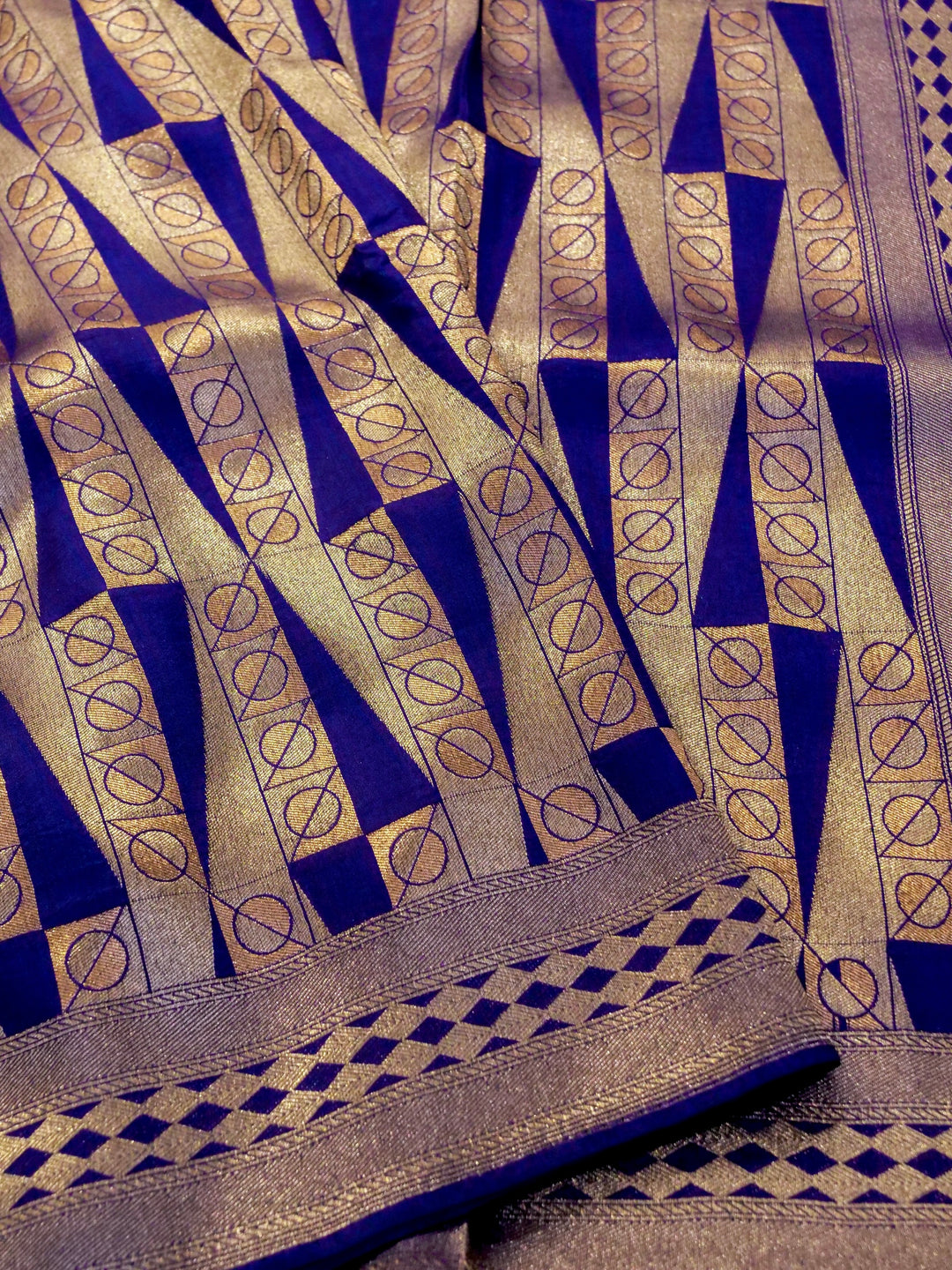 Banarasi Royal Blue Crepe Silk Saree with Zari Woven Design
