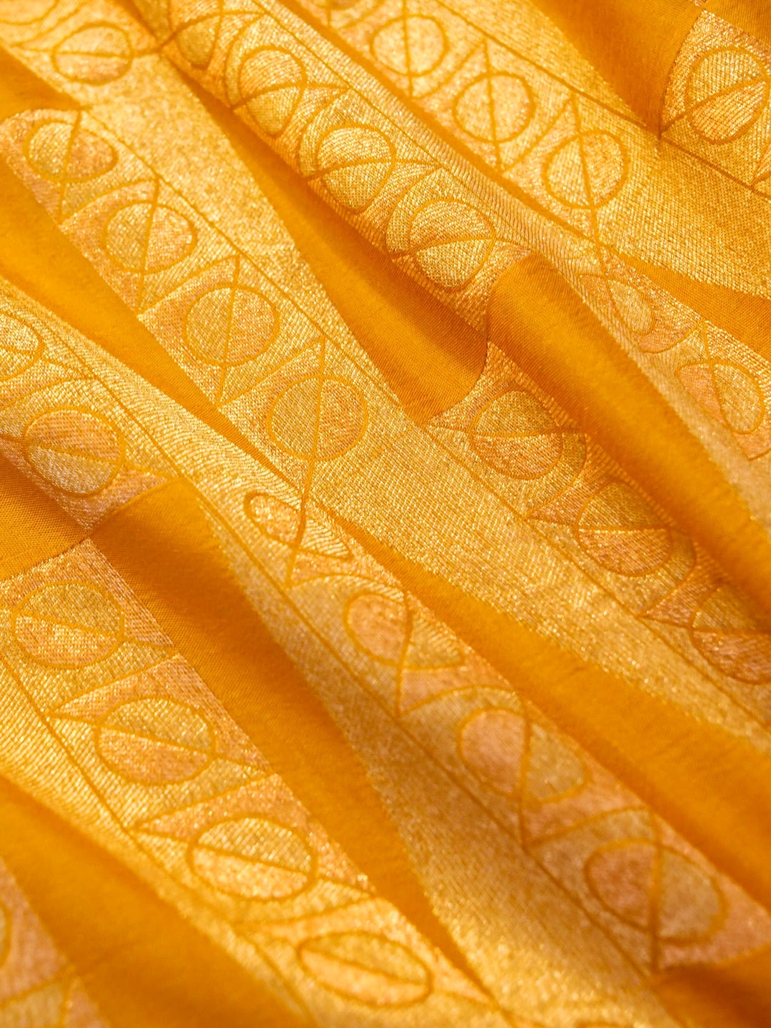 Banarasi Mustard Yellow Crepe Silk Saree for Haldi Ceremony with Zari Woven Design