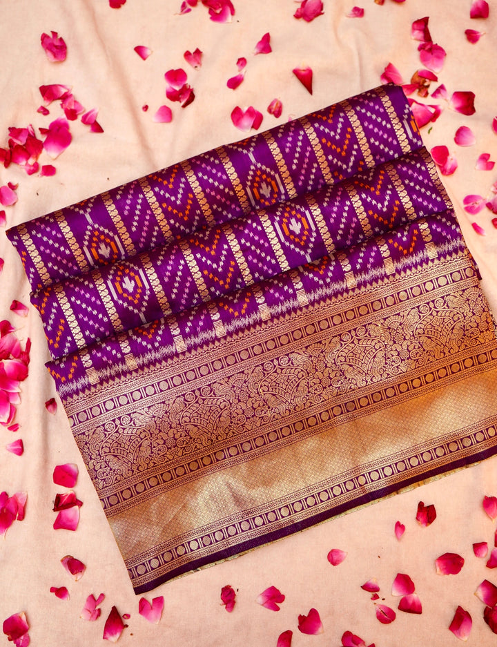 Magenta Banarasi Silk Saree with Kanjivaram Bandhani Pattern