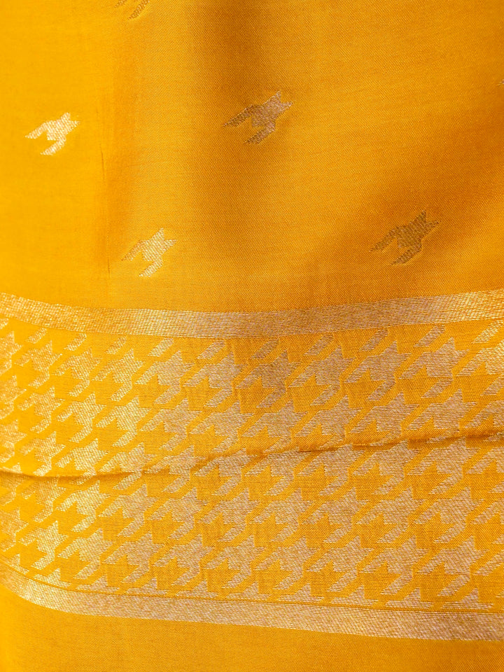 Banarasi Yellow Crepe Silk Saree with Zari Woven Gerum Design