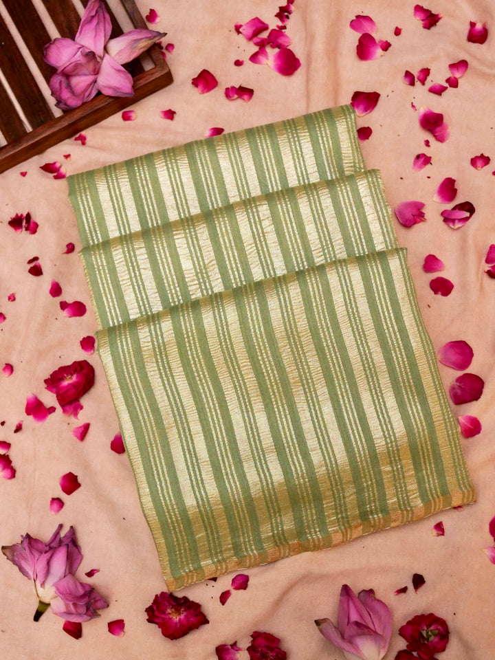 Grass Green Handloom Munga Silk Saree