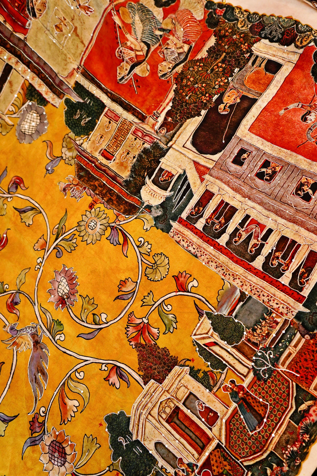 Haldi Ceremony Crepe Silk Saree with Floral Prints