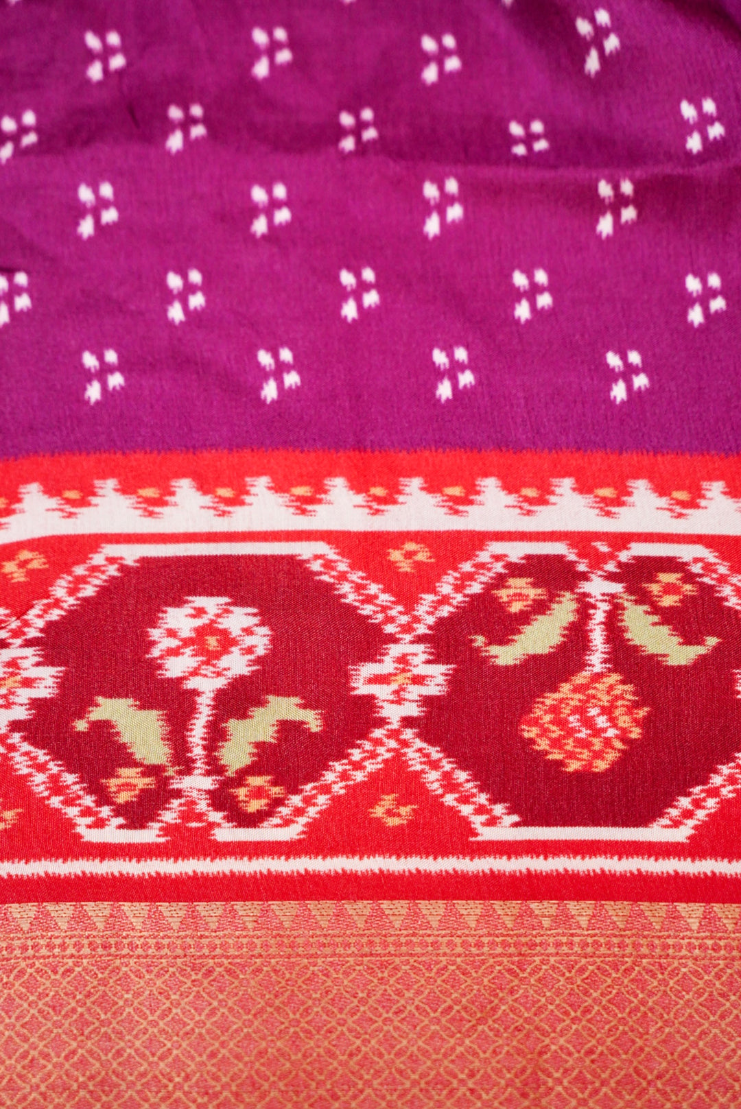 Purple Patola Silk Saree with Zari Weave Contrast Border