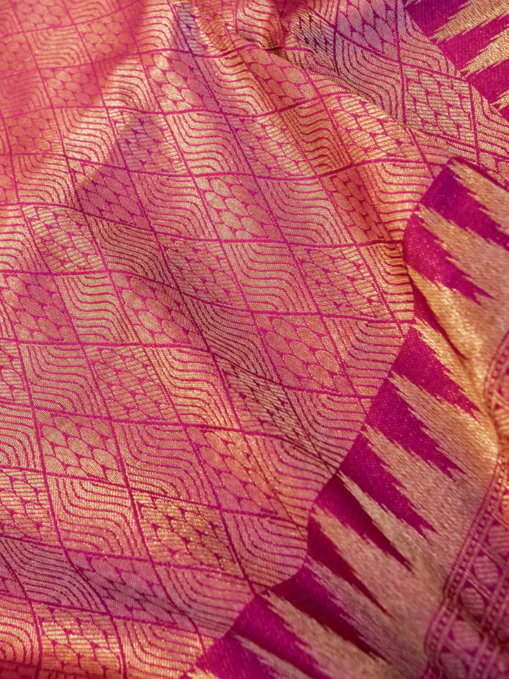 Banarasi Magenta Crepe Silk Saree with Zari Woven Design
