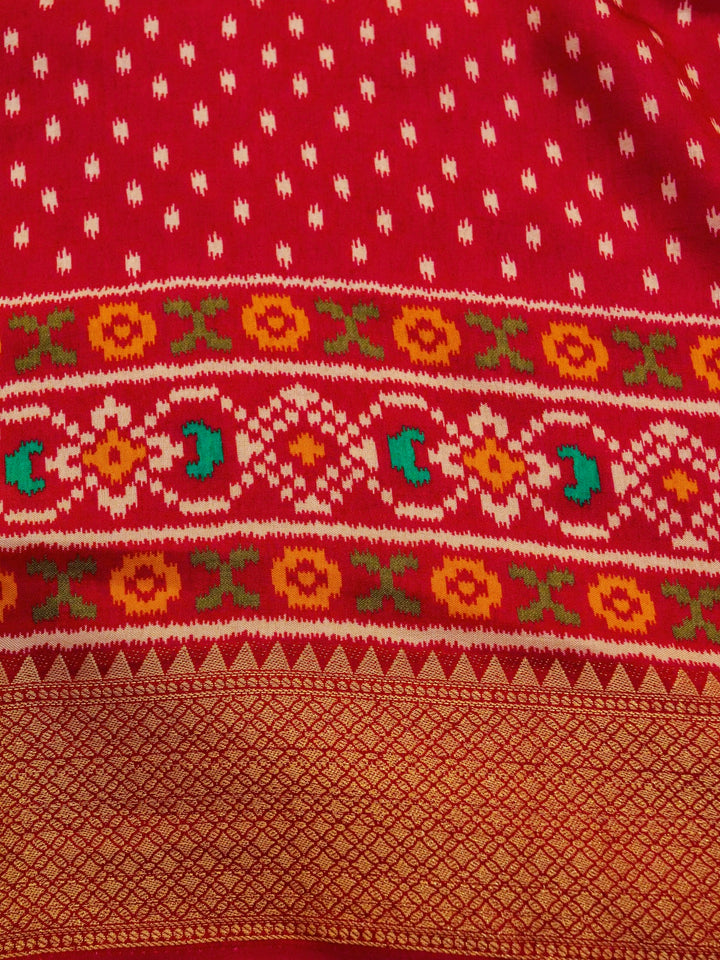 Pink Crepe Silk Saree with Multicolor Printed Design and Zari Border & Pallu