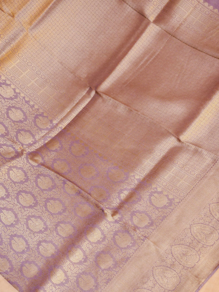 Banarasi Lavender Crepe Silk Saree with Zari Weave Bird Motif