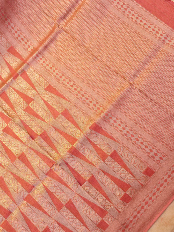 Banarasi Peach Crepe Silk Saree with Zari Woven Design