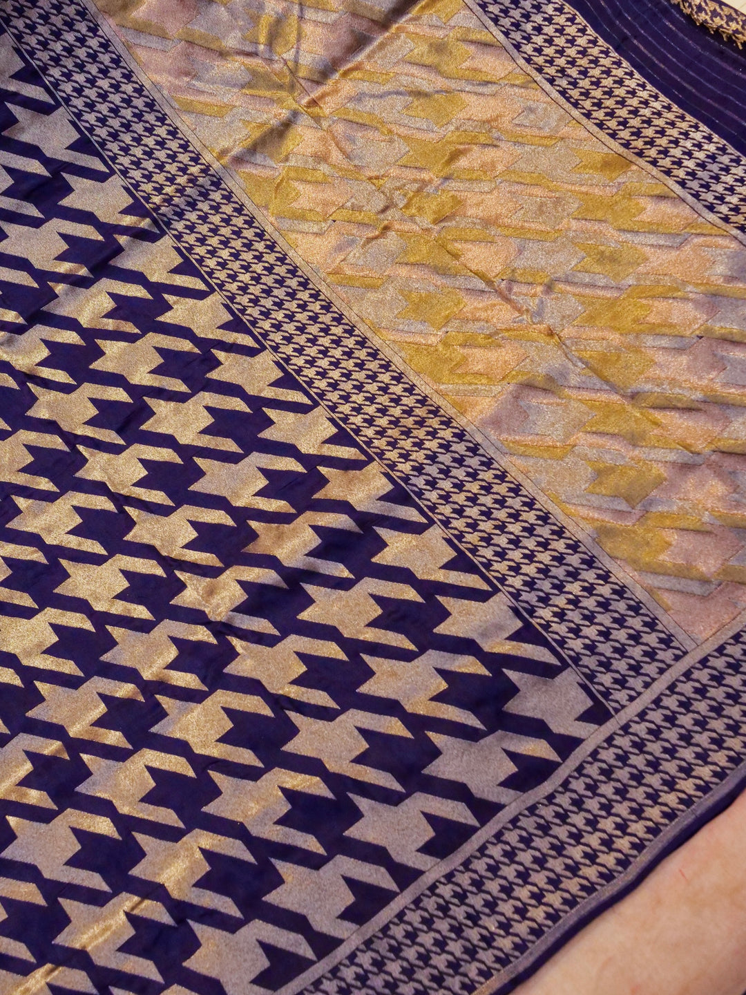 Banarasi Violet Crepe Silk Saree with Zari Woven Gerum Design