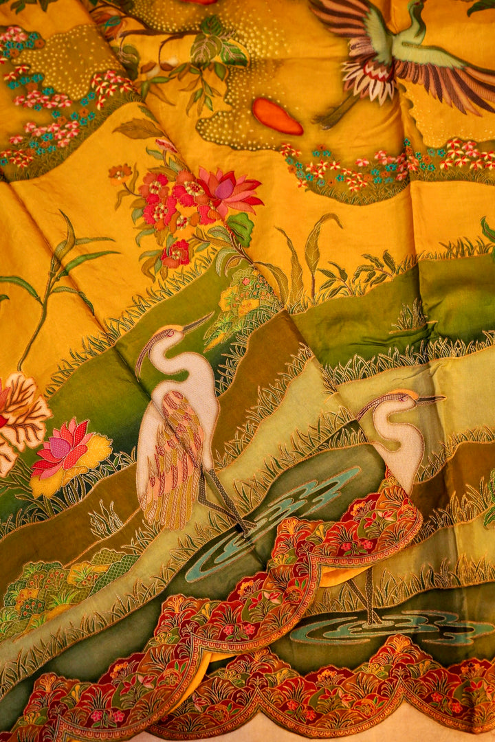 Golden Dawn Yellow Crepe Silk Saree Radiating Sunshine Elegance