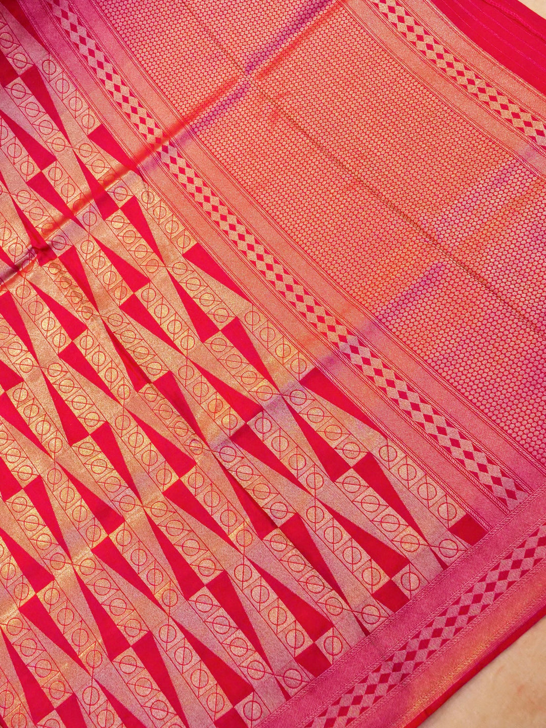 Banarasi Pink Crepe Silk Saree with Zari Woven Design