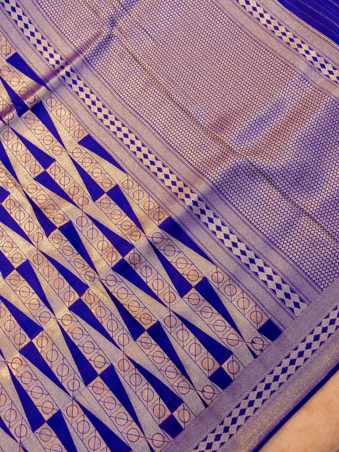 Banarasi Royal Blue Crepe Silk Saree with Zari Woven Design