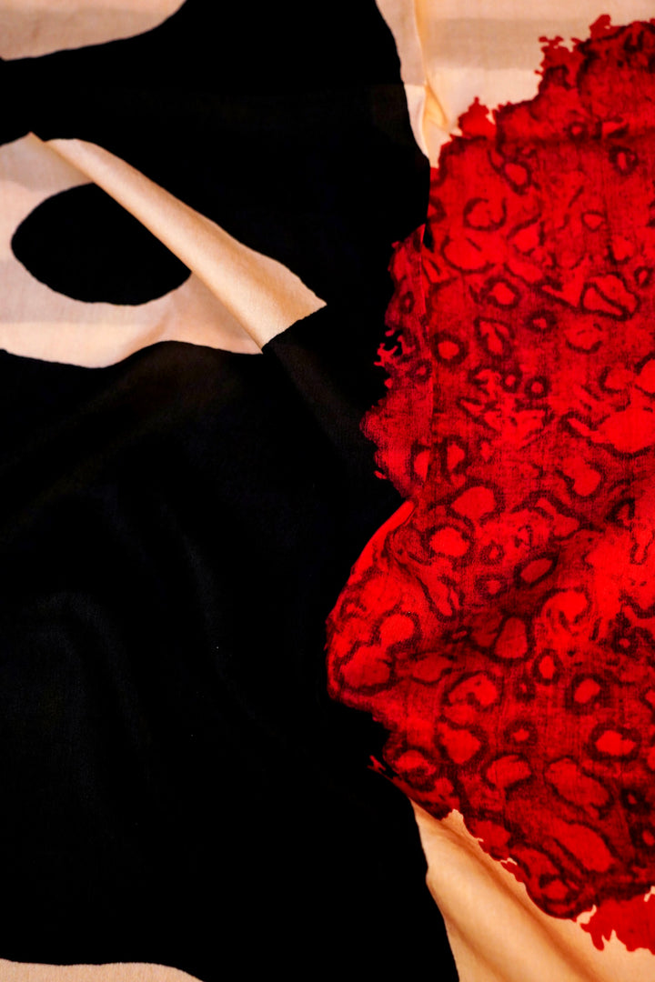 Midnight Majesty Black Designer Banarasi Crepe Silk Printed Saree