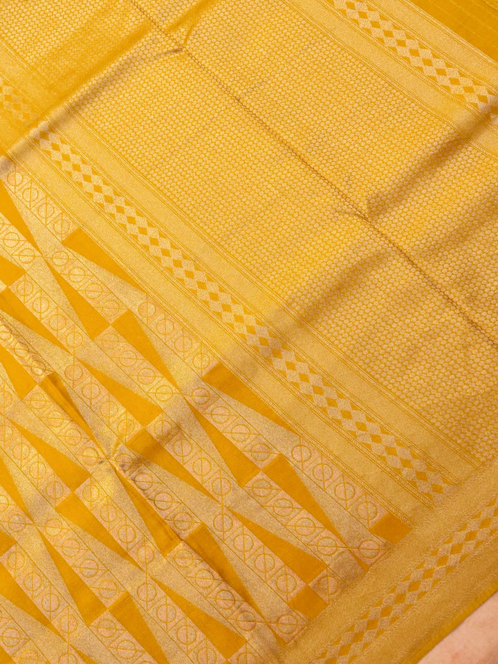 Banarasi Mustard Yellow Crepe Silk Saree for Haldi Ceremony with Zari Woven Design