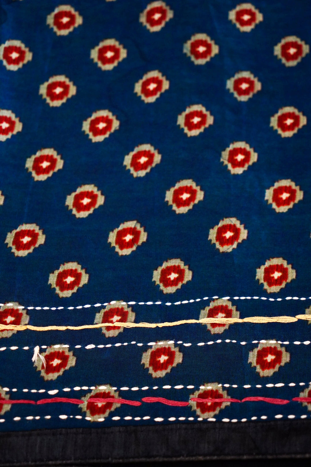 Art-Inspired Teal Blue Crepe Silk Saree – Soft Drape with Unique Figure Prints