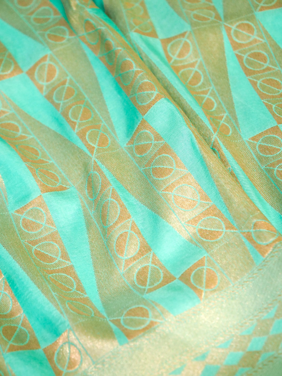 Banarasi Aqua Green Crepe Silk Saree with Zari Woven Design