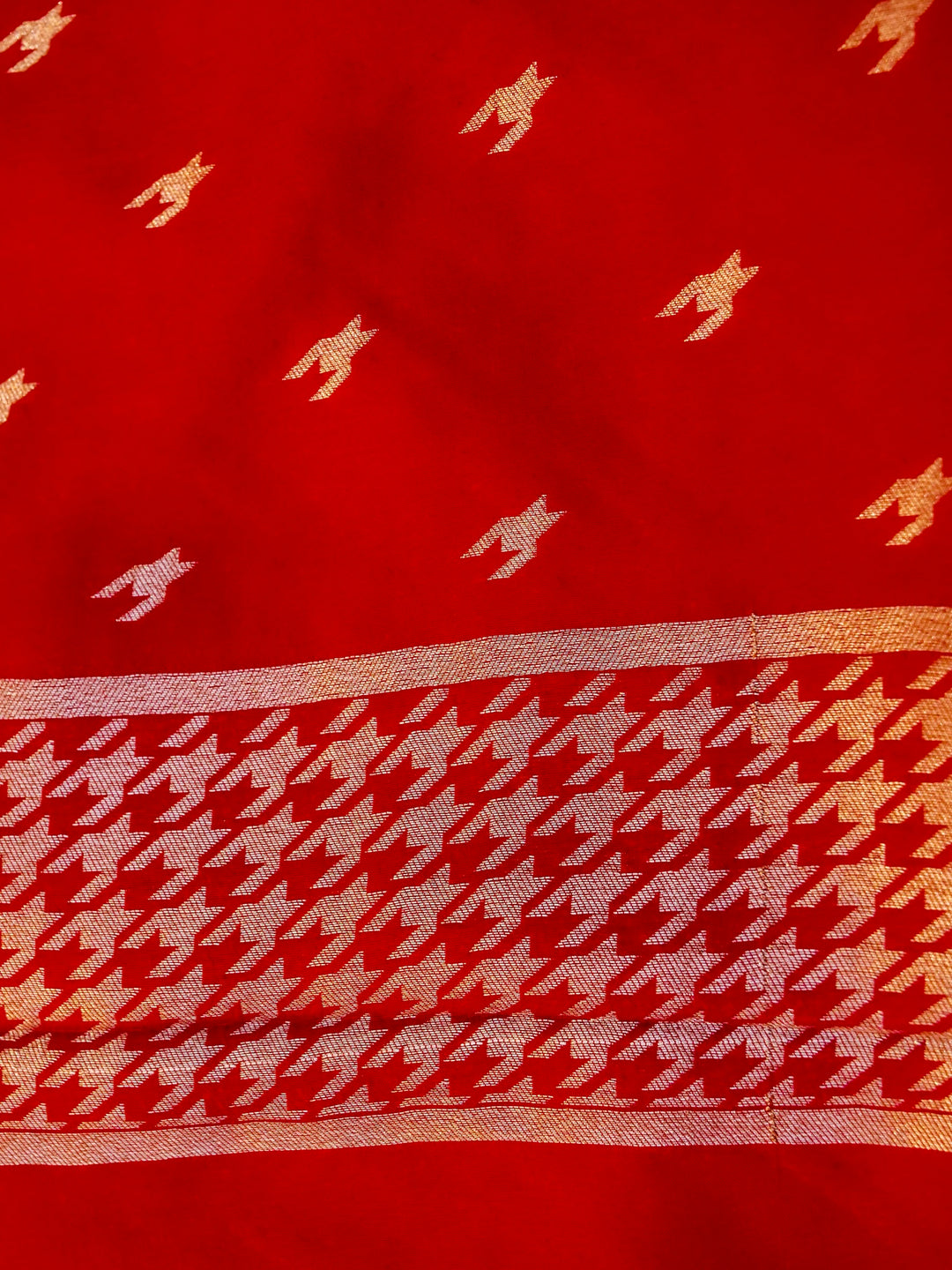 Banarasi Red Bridal Crepe Silk Saree with Zari Woven Gerum Design