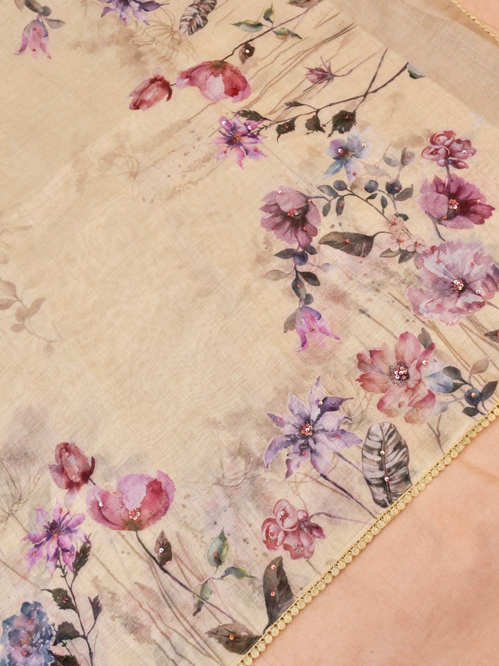 Summer Edit- Tropical Peach Cotton Saree