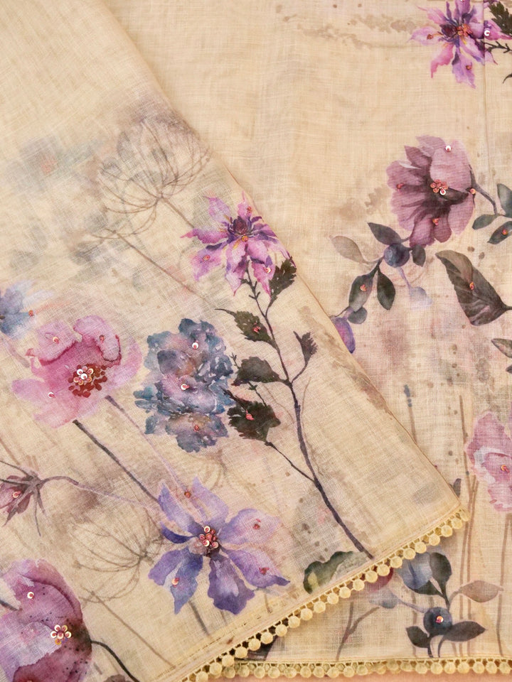 Summer Edit- Tropical Peach Cotton Saree