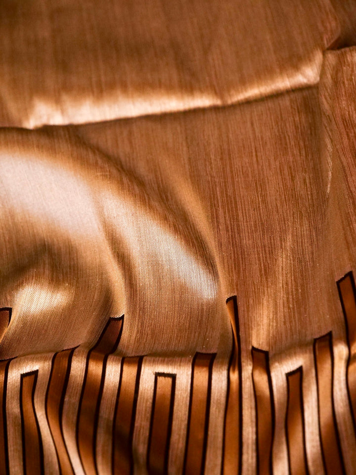 Jet Black Zari Woven Tussar Silk Saree