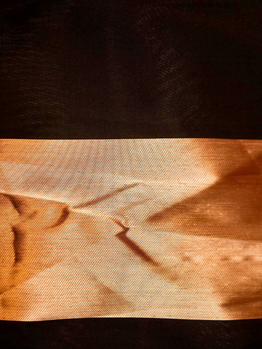 Jet Black Zari Woven Tussar Silk Saree