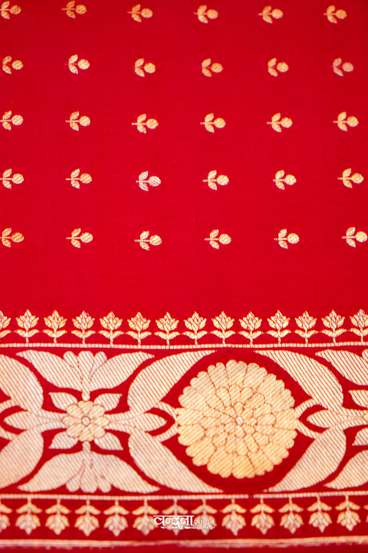 Banarasi Pure Katan Silk Sonaroopa Red Striped Saree